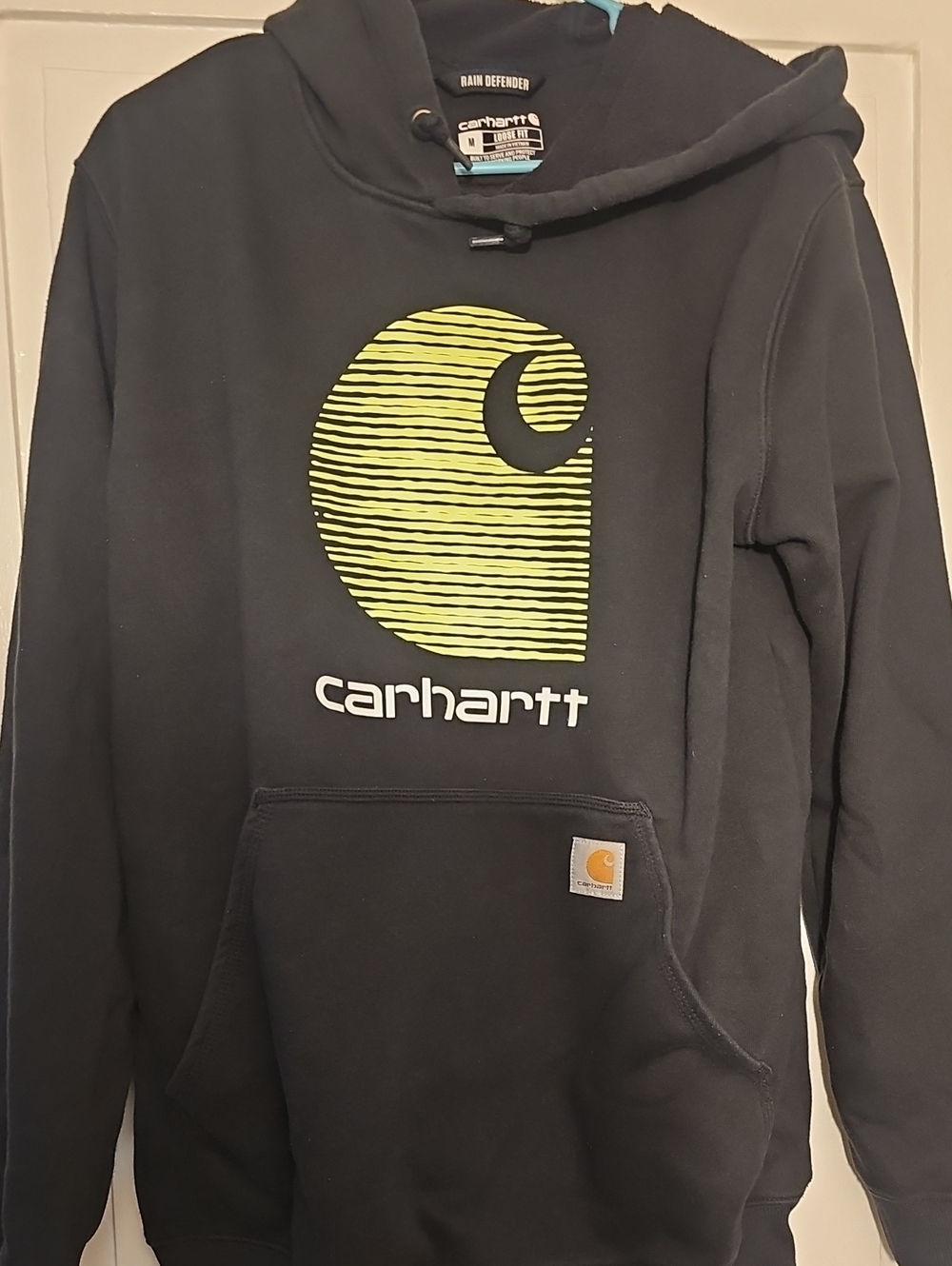 Carhartt Men’s Black Crewneck Sweatshirt with Lime Graphic